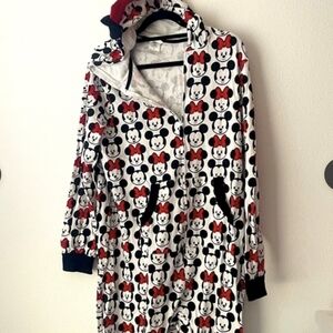 Minnie Mouse Print Hooded Onesie - White, Black & Red